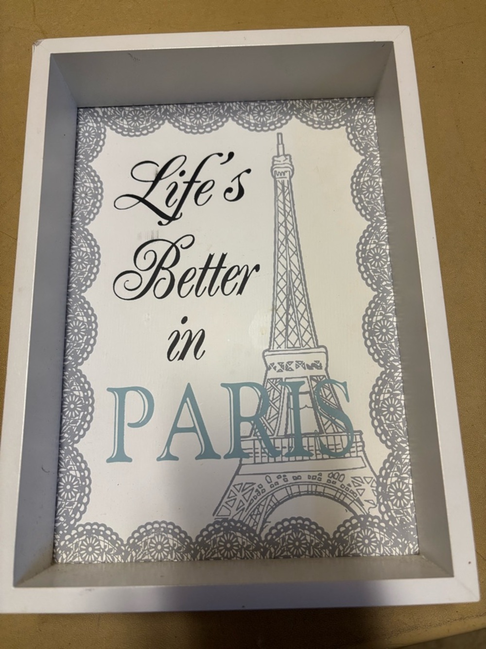 Life's Better in Paris Decorative Wall Frame - White
